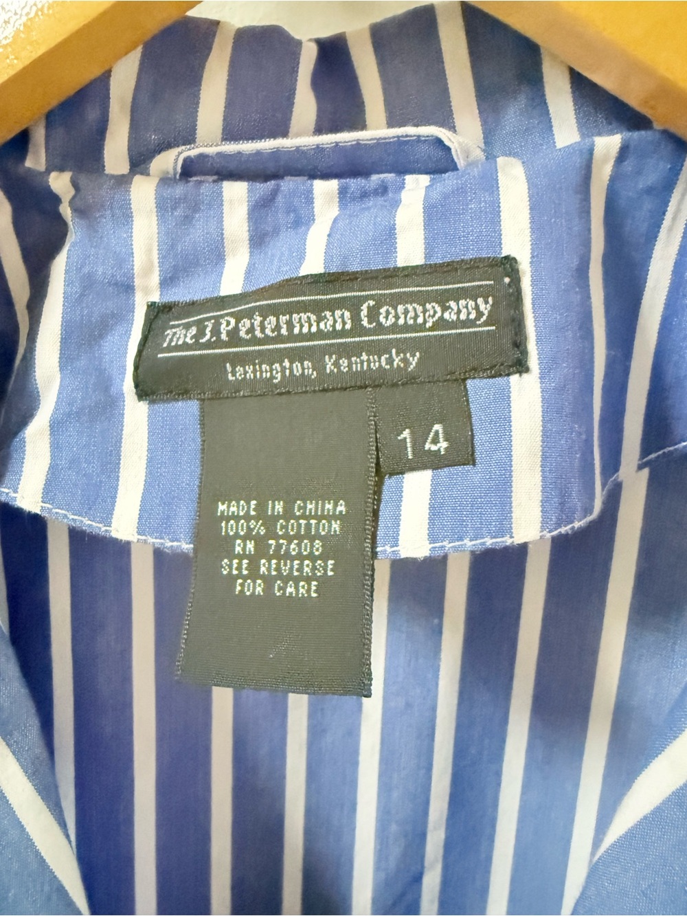 J. Peterman Blue & White Striped Cotton Shirt Dress Size 14 NWOT - Picture 3 of 10
